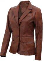 High Women Leather Coat