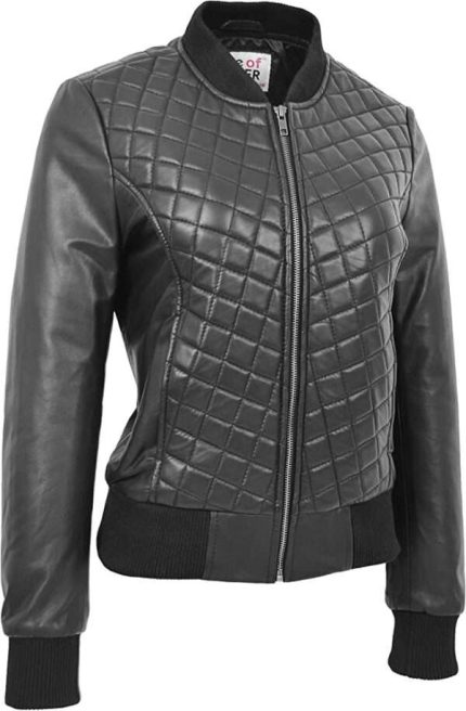 Quilted Women Leather Jacket