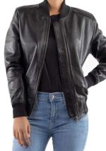 Black Bomber Leather Jacket