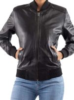 Black Bomber Leather Jacket
