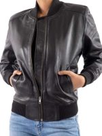 Black Bomber Leather Jacket