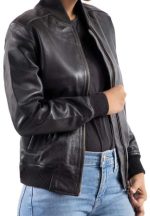 Black Bomber Leather Jacket