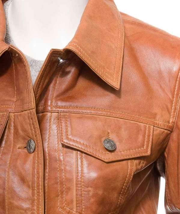 Tan Jean Leather Jacket