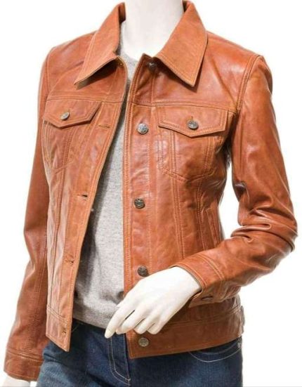 Tan Jean Leather Jacket