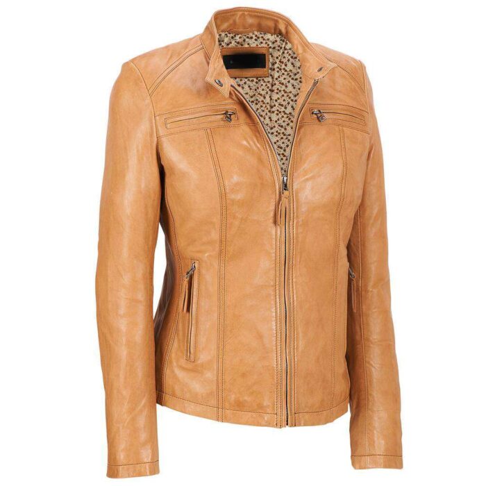Beige Color Leather Jacket