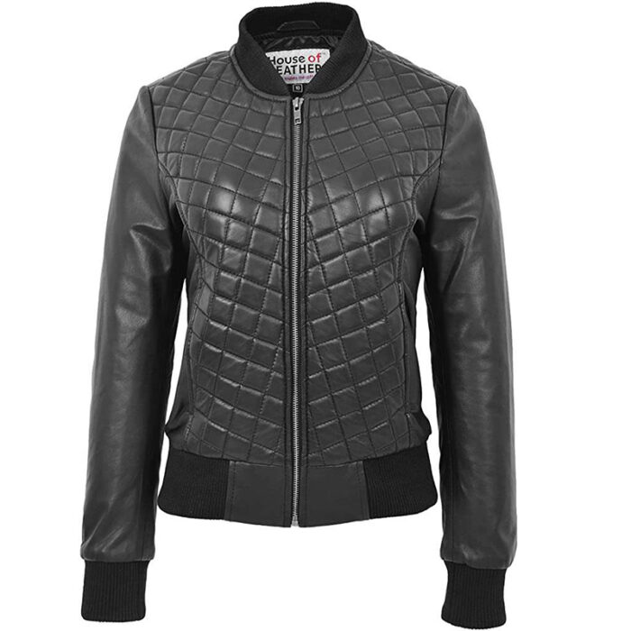 Quilted Women Leather Jacket