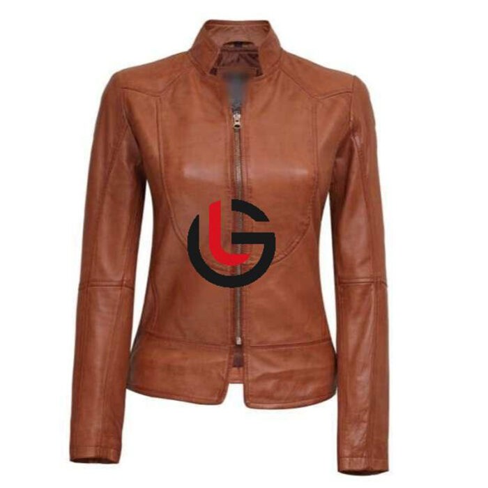 Stand Collar Leather Jacket