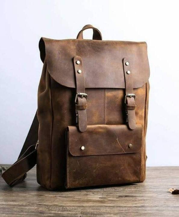 Distressed Leather Backpack Bag